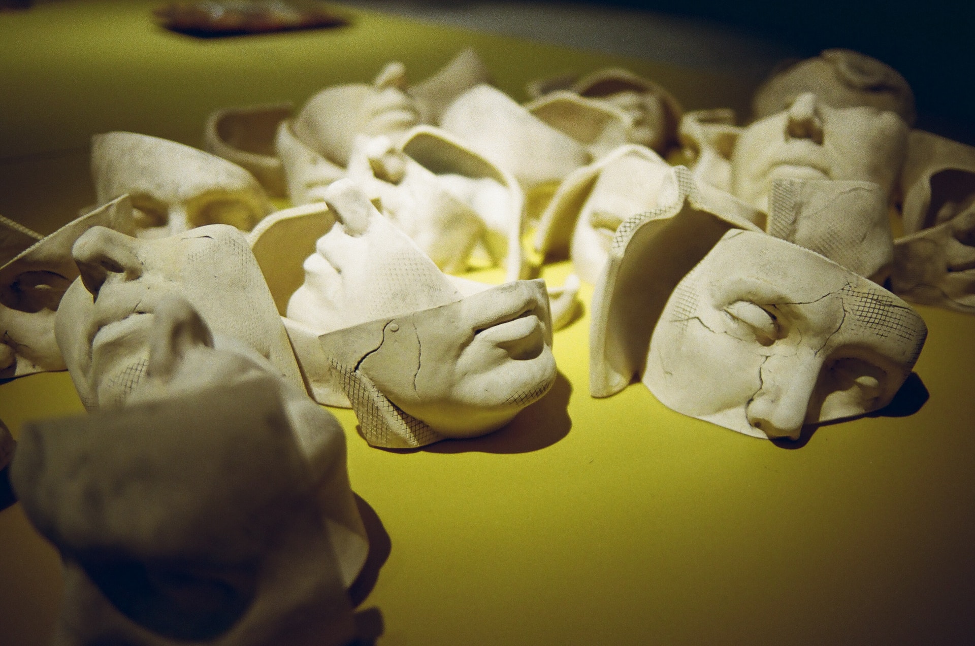 white masks on a table